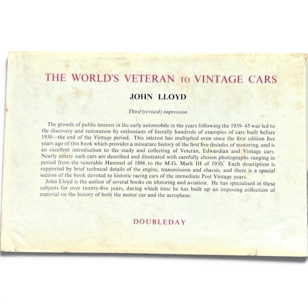 Book The Worlds Veteran to Vintage Cars Doubleday Hardcover 1960s Classic Decor - Picture 4 of 10